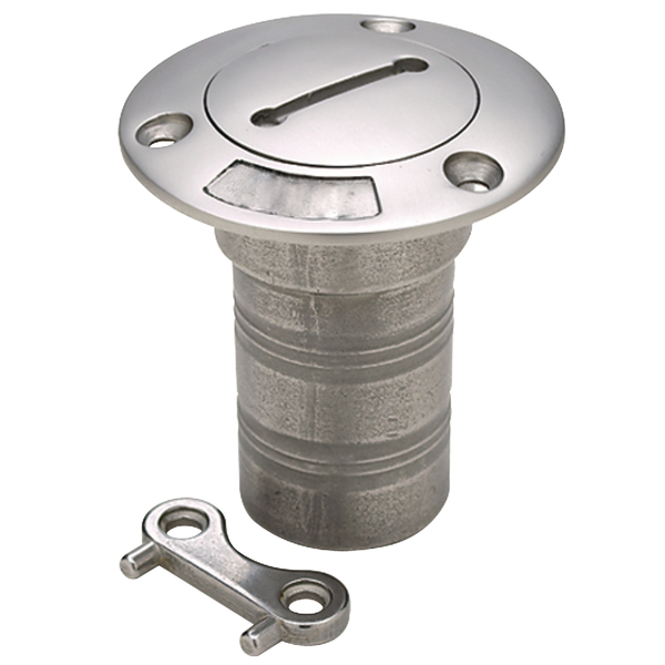 Seachoice Stainless Steel Waste Deck Fill w/Cap (Chain Tether) For 1-1/2" Hose 32281